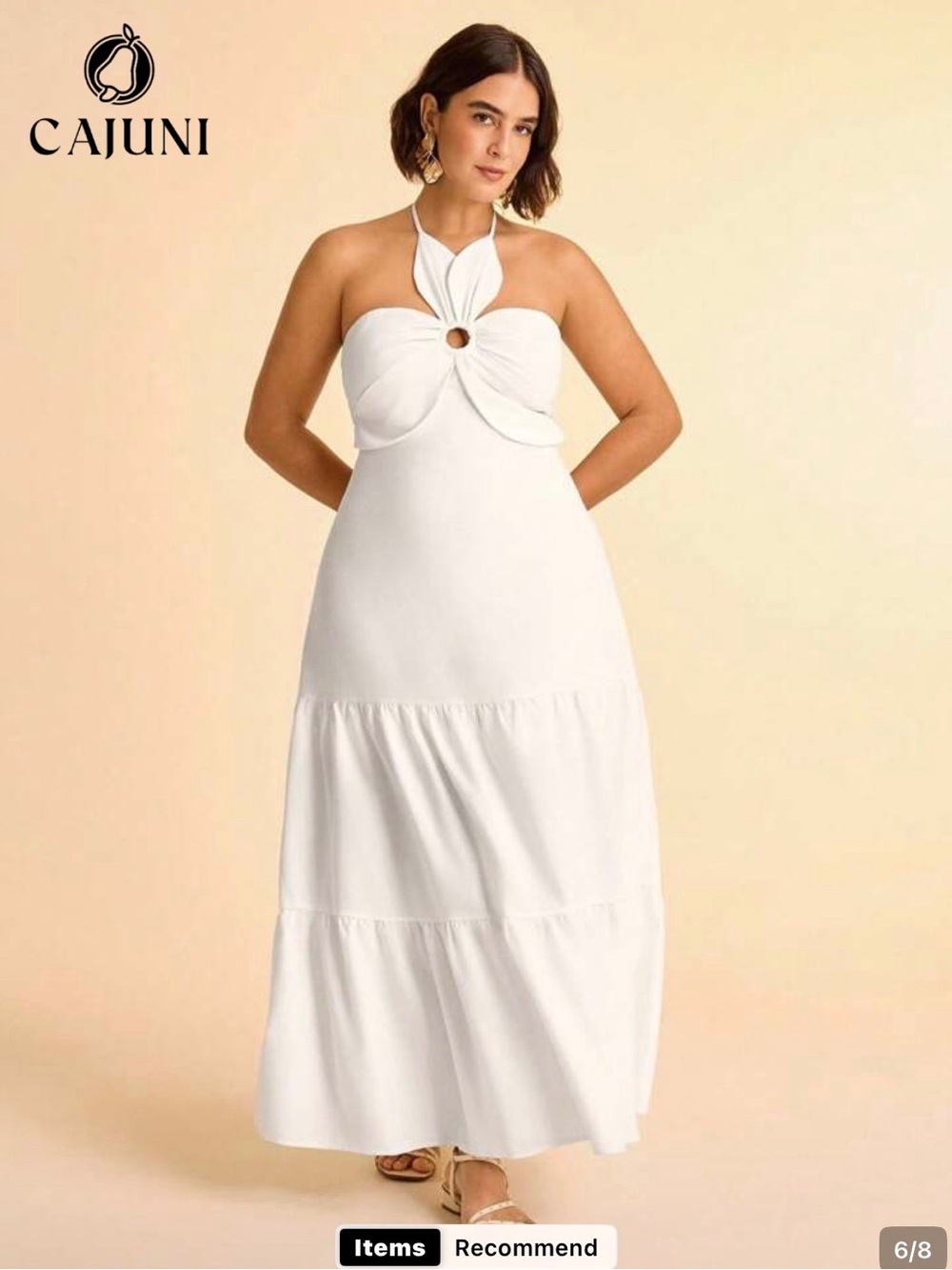 White Floral Halter Maxi Dress Plus Size 1X Bachelorette Bridal Shower